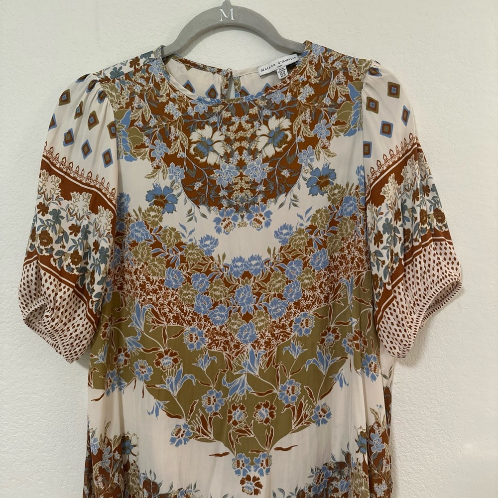 Madewell Floral Blouse in Brown and Blue